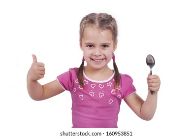 Smiling Little Girl Spoon Stock Photo 160953851 | Shutterstock