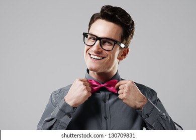 Smiling Man With Pink Bow Tie