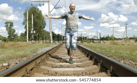 Similar – man traveling in train carriage