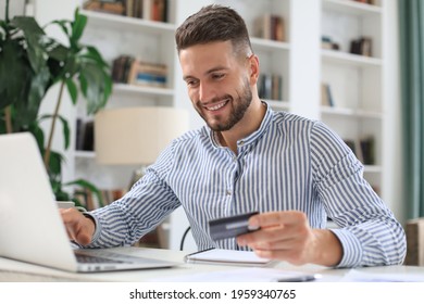 Smiling Man Sitting Office Pays By Stock Photo 1959340765 | Shutterstock