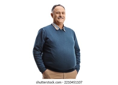 Smiling mature man posing isolated on white background - Shutterstock ID 2210451107