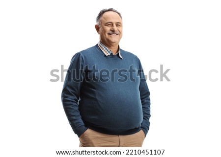 Smiling mature man posing isolated on white background [[stock_photo]] © 