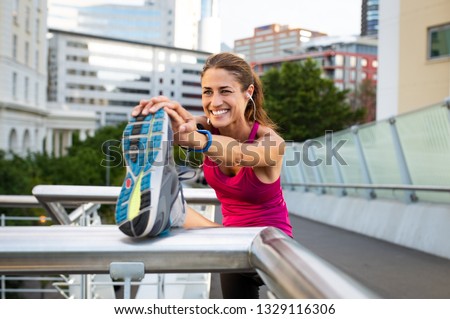 Similar – woman in her 40s wearing a neoprene and ready to swim