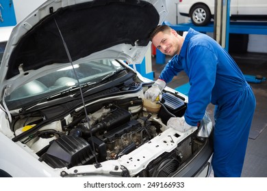 Mechanic Working Under Hood Repair Garage Stock Photo (Edit Now) 247122394