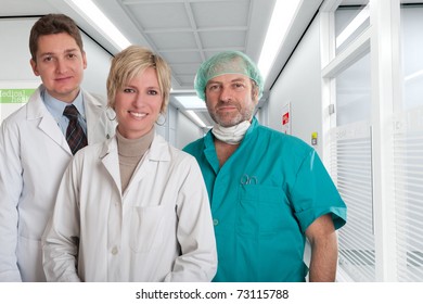 Smiling Medical Team In A Hospital Interior