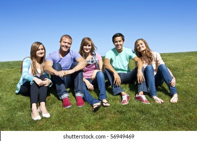 A Smiling Multi-racial Group Of Young Adults