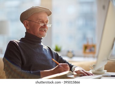 Smiling Old Man Working Computer Stock Photo 395015866 | Shutterstock