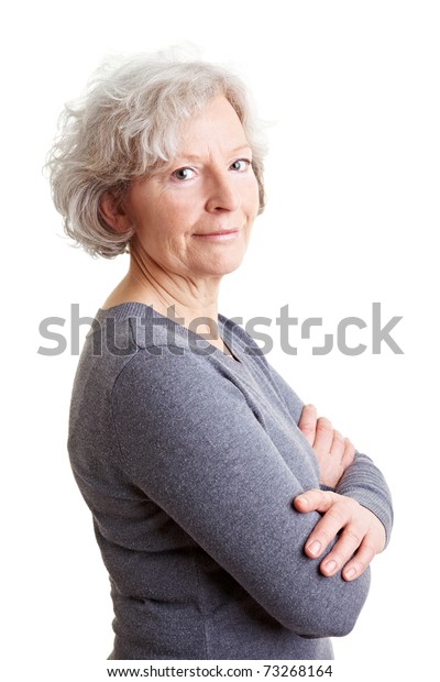 Smiling Old Senior Woman Her Arms Stock Photo 73268164 | Shutterstock