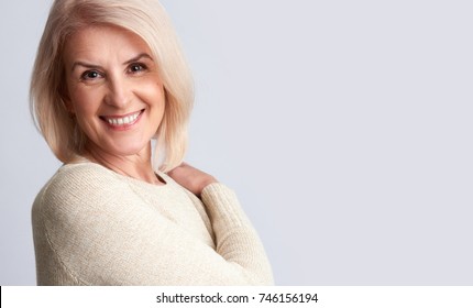 Smiling Old Woman Portrait. Anti Aging Concept