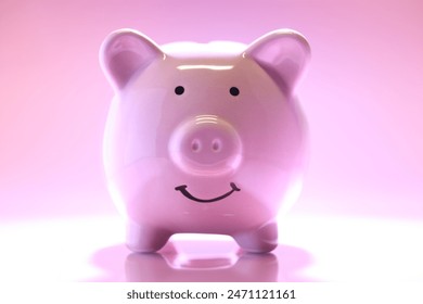 Piggybank sonriente sobre fondo