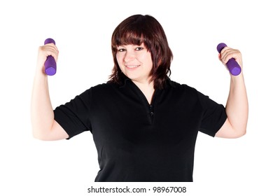 Smiling Plus Size Female Getting Ready To Exercise