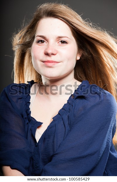 Smiling Pretty Girl Long Brown Hair Stock Photo Edit Now 100585429