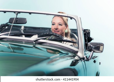 Smiling Retro 1960s Woman Sports Car Stock Photo 411441904 | Shutterstock