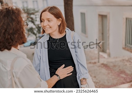 Similar – Image, Stock Photo Twin sisters look around in an alleyway