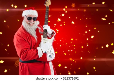 Smiling Santa Claus Playing Guitar Against Stock Photo 522335983 ...