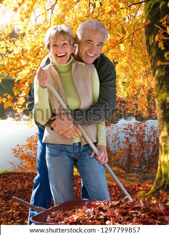 Image, Stock Photo woman in autumnal scene, spain