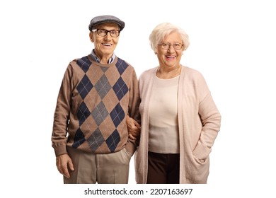Smiling Senior Couple Posing Isolated On White Background