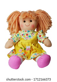 Smiling sit Cute rag doll isolated