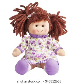 Smiling Sit Cute rag doll isolated 