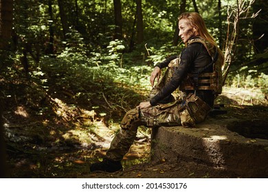 Smiling Soldier Training Physical Skills In Wood