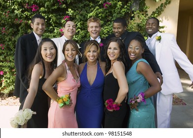 Smiling Teenagers Dressed For School Dance