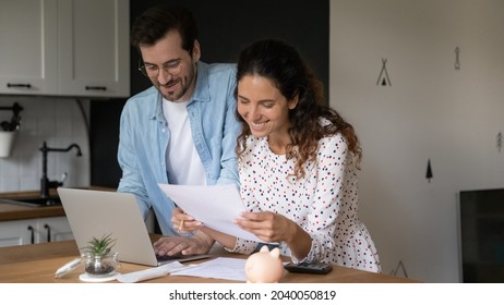 Smiling Wife Satisfied Husband Manage Family Stock Photo 2040050819 ...