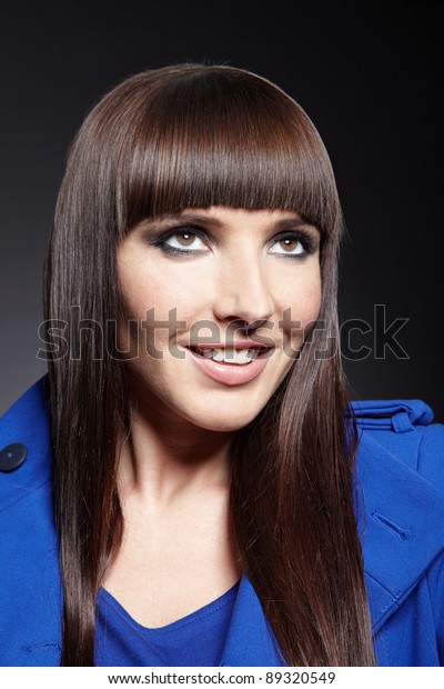Smiling Woman Pageboy Haircut Looking Stock Photo Edit Now