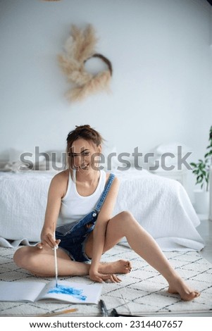 Similar – Image, Stock Photo Pregnant woman looking baby girl body