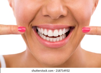 Smiling Woman Showing Her Perfect White Teeth