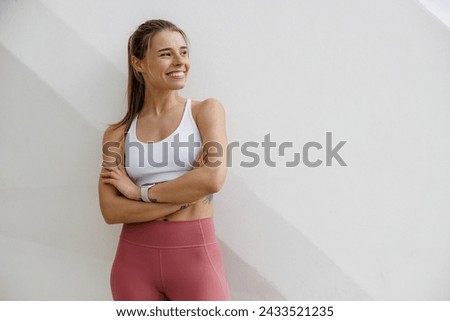 Image, Stock Photo two young fitness women training hip thrust in a gym