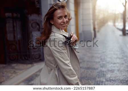 Similar – Attractive blond woman leaving her workplace