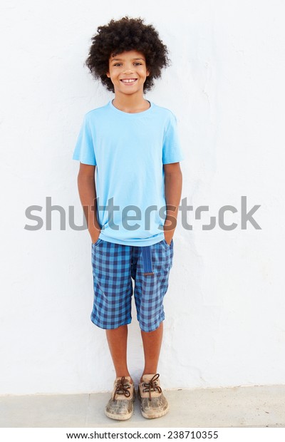 Teenage Boy Standing In Autumn Park Stock Photos - Image 