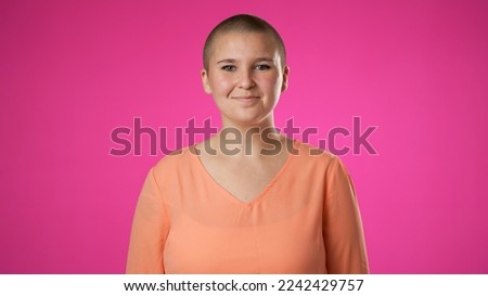 Similar – Image, Stock Photo Charming non binary looking through ring lamp near eyeshadow