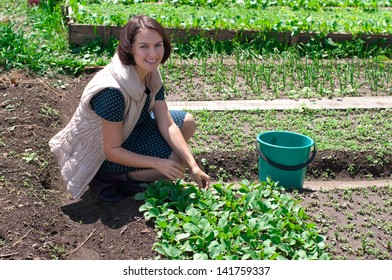 Smiling Young Girl Gardening Fertilizing Stock Photo 141759337 ...