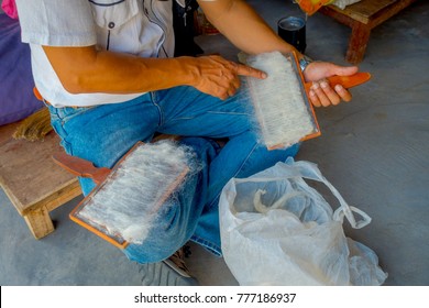 Smiling Young Indian Woman Weaver Working Stock Photo 777186937 ...