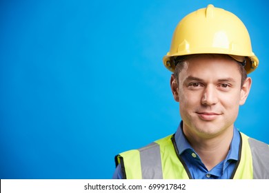 Smiling Young White Construction Worker In Hard Hat