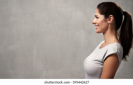 Smiling Young Woman Profile Portrait