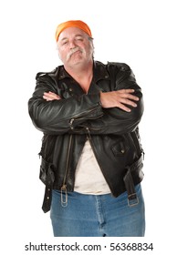 Smirking Biker Gang Member With Leather Jacket