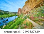 Smith Rock State Park River Valley and Cliffs Wide-Angle Perspective