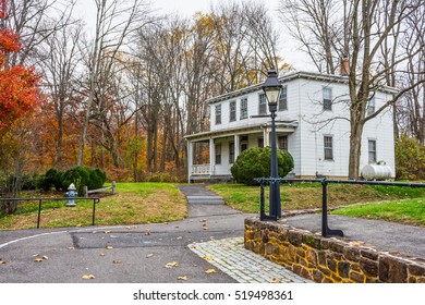SMITHVILLE, NEW JERSEY - NOVEMBER 16 - A scenic Autumn view of an old home along Park Avenue on November 16 2016 in Smithville NJ.