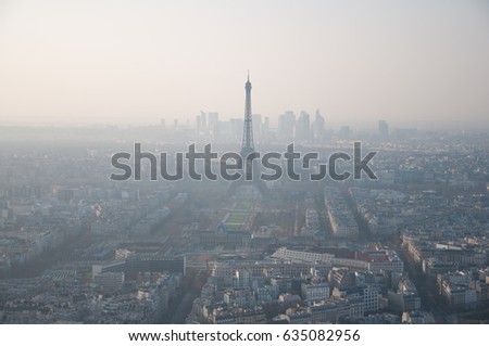 Smog. Eiffel Tower. Paris.