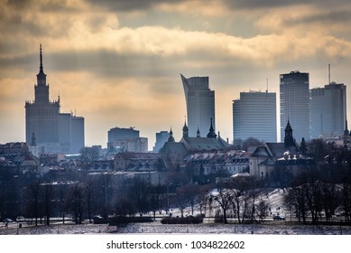 Smog Over City During Winter Day, Warsaw, Poland