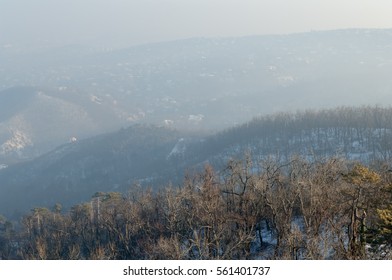 Smog Settled Over Budapest On 21th January, 2017 In Budapest, Hungary. Captured From The Nearby Buda Hills.
