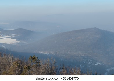 Smog Settled Over Budapest On 21th January, 2017 In Budapest, Hungary. Captured From The Nearby Buda Hills.
