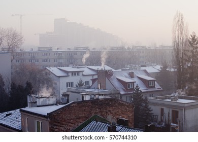 Smog In Winter Time In Warsaw, Poland