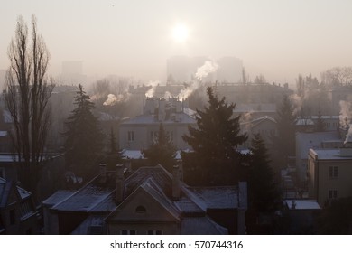 Smog In Winter Time In Warsaw, Poland