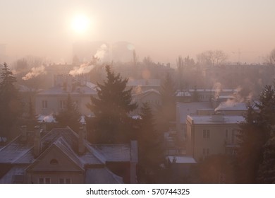 Smog In Winter Time In Warsaw, Poland