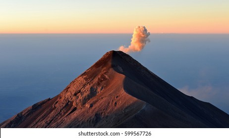 smoke acatenango volcano el fuego guatemala