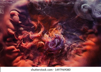 Smoke cloud background. Fantasy universe portal. Purple orange steam. - Shutterstock ID 1497969080