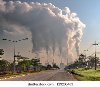 Smoke From Coal Power Plant, Industry Pollution